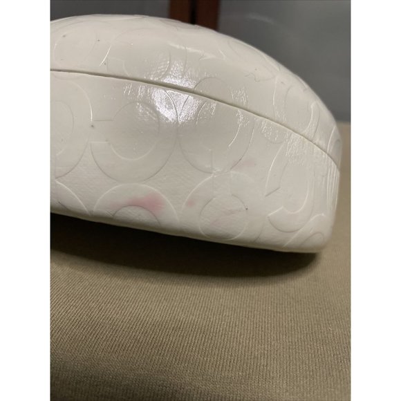 Coach Sunglasses Eyeglass White Signature Monogram Leather Hard Clamshell Case - Picture 7 of 8